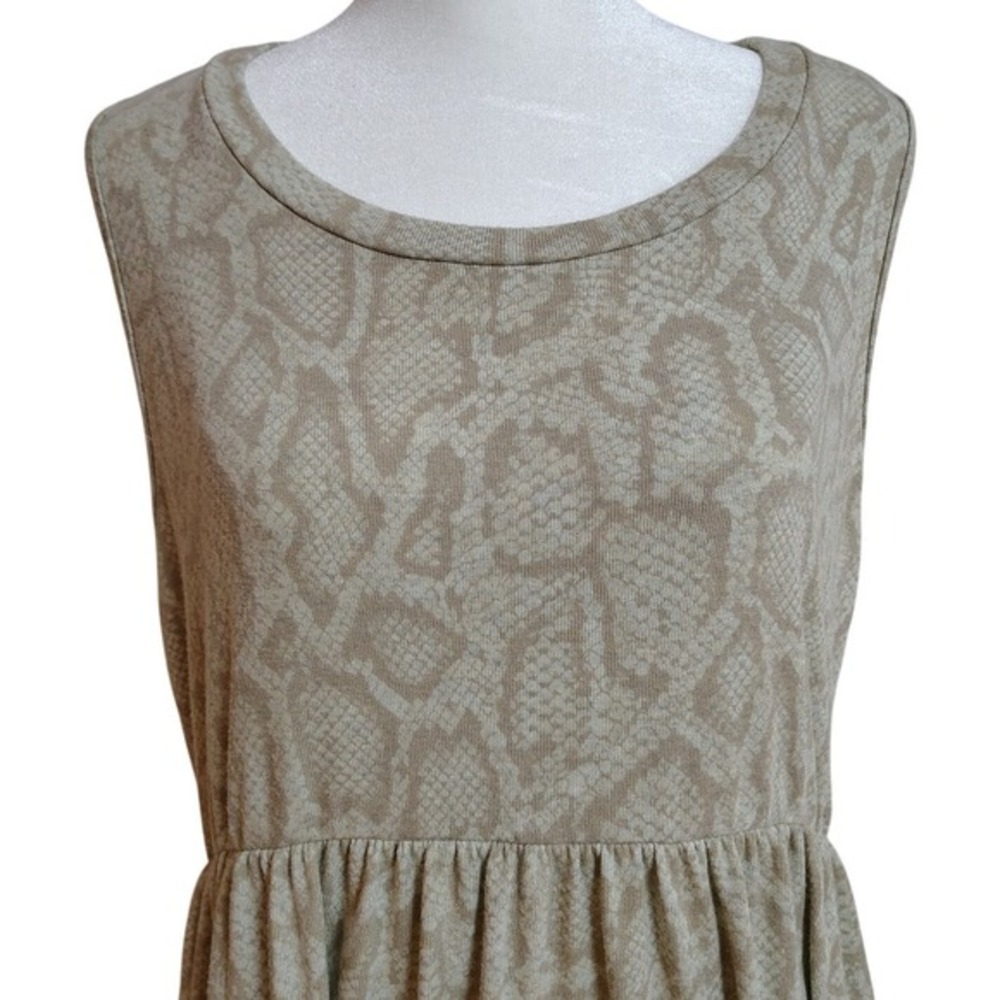 Jodifl Maxi Dress Women L Tan Snakeskin Print Sleeveless Empire Waist Pockets - Picture 2 of 9